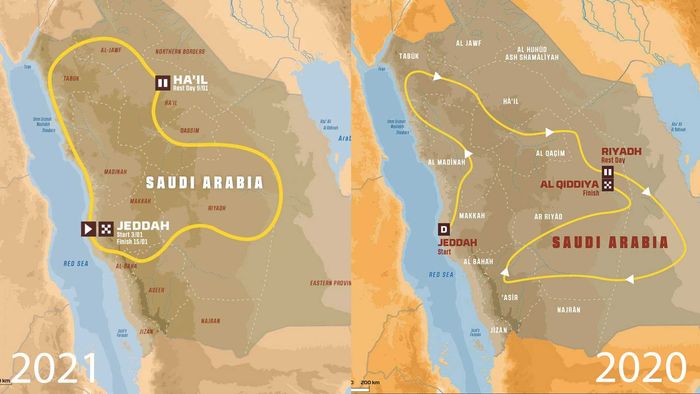 Perbandingan rute Reli Dakar 2020 dan 2021