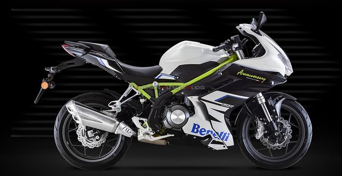 Benelli 302R putih dengan frame kehijauan