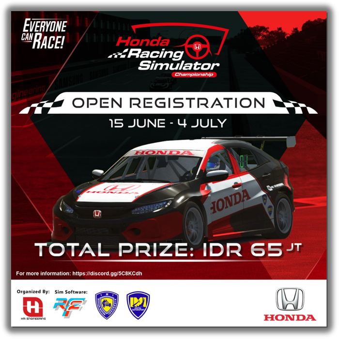 PT Honda Prospect Motor gelar kompetisi balap virtual Honda Racing Simulator Championship dengan total hadiah Rp 65 juta.