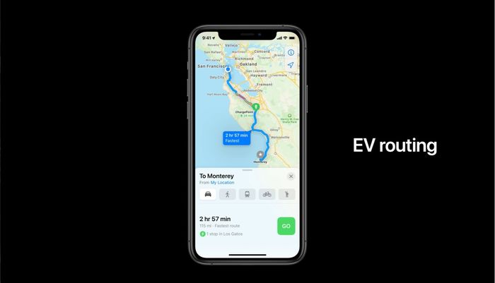 Fitur EV Routing pada aplikasi Apple Maps iOS 14