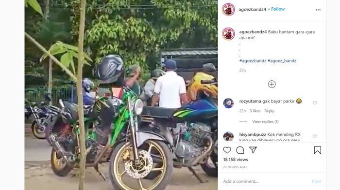 Warga hadang pengendara motor (https://www.instagram.com/agoezbandz4/)