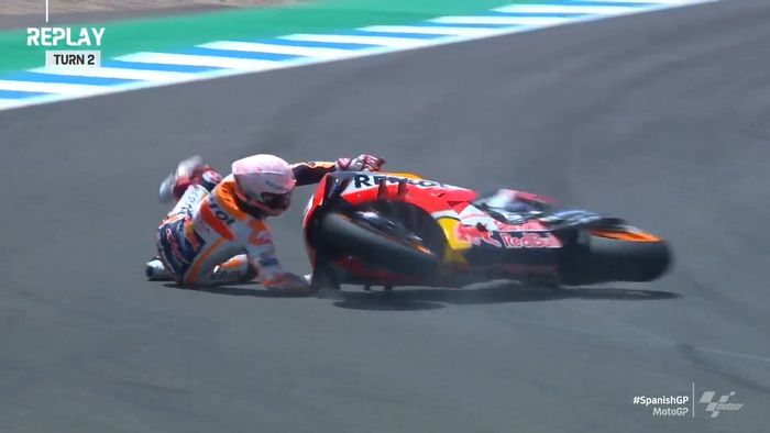 Marc Marquez susul Alex Marquez crash di FP2 MotoGP Spanyol