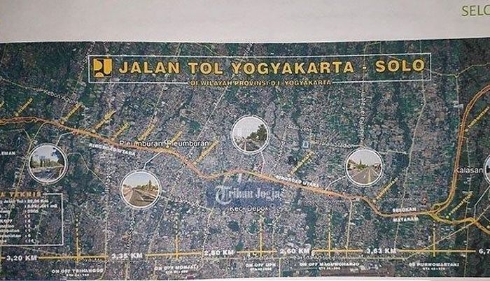 Trase Jalan Tol Yogyakarta-Solo di wilayah DIY.