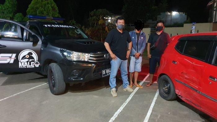 Barang bukti Daihatsu Ayla dan pemilik atas kasus tabrak lari di perempatan Kairagi, Manado