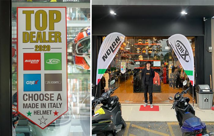 Dealer resmi Nolan di Indonesia, kini lebih mudah ditemui dengan materi promo di bagian depan