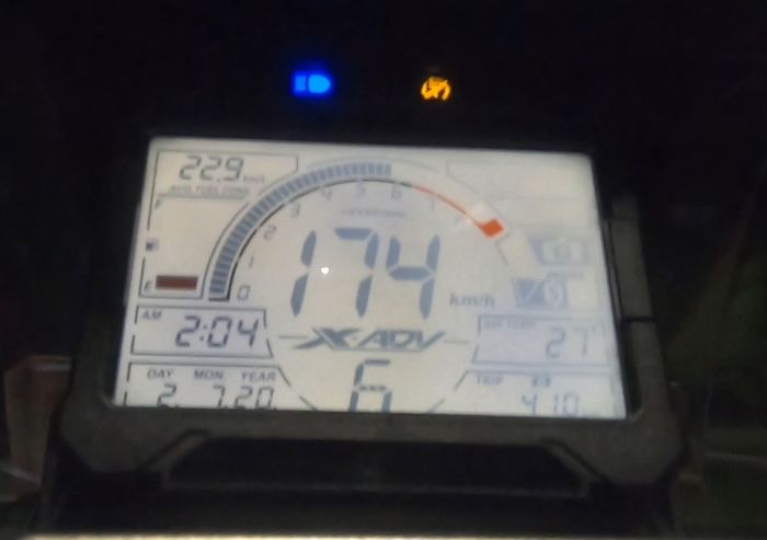 Top speed Honda X-ADV di spidometer mencapai 174 km/jam