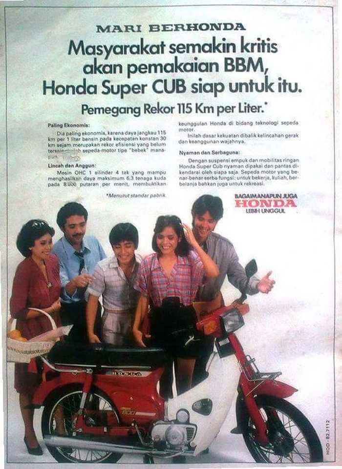 Iklan Supercub 800 lawas dengan konsumsi BBM 115 Km per liter