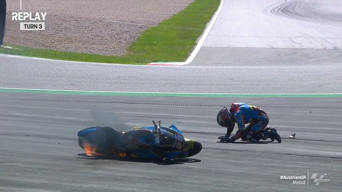 Alex Lowes crash di FP3 Moto2 Stiria 2020