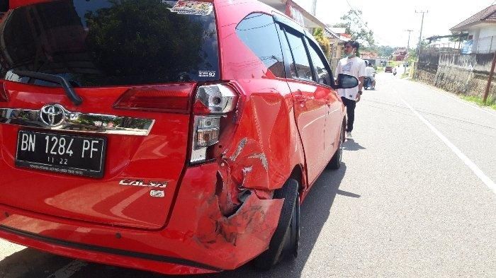 Toyota Calya yang disambar Honda CR-V terbang di Pangkal Pinang