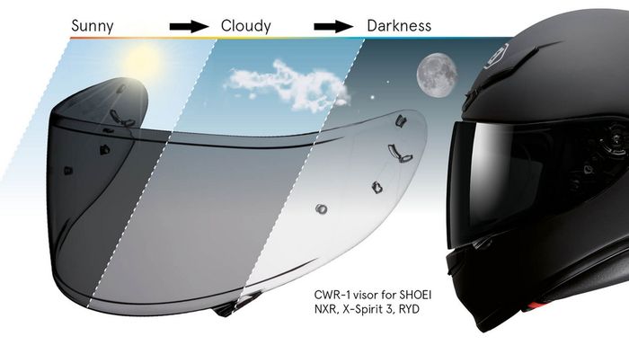 Visor photochromic bisa sesuaikan kegelapan dan keterangan visor secara otomatis