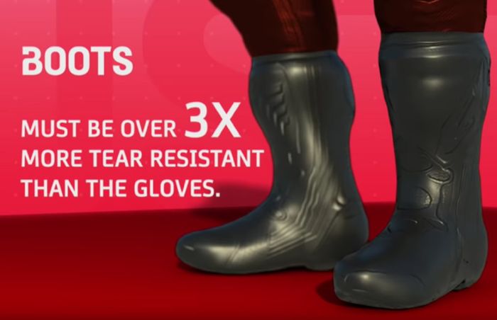 Sepatu harus tiga kali lebih kuat dari sarung tangan