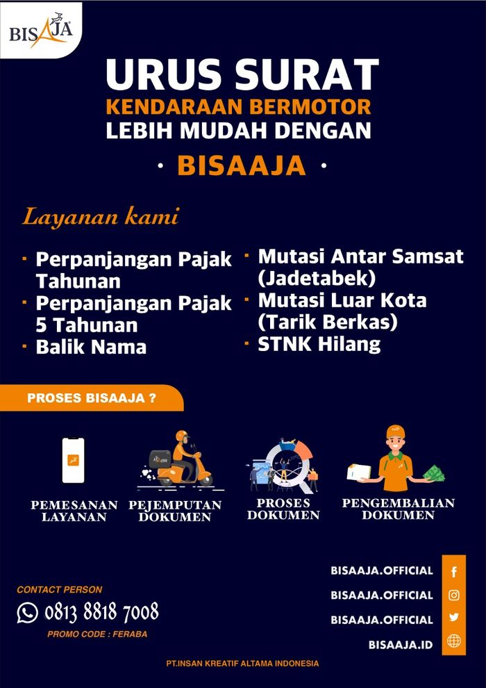 Aplikasi BisaAja bisa melayani perpanjang pajak tahunan sampai STNK Hilang