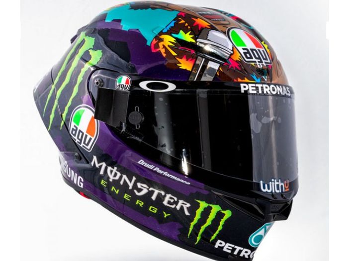 desain helm spesial Franco Morbidelli di MotoGP San Marino bertema 'Black Lives Matter'