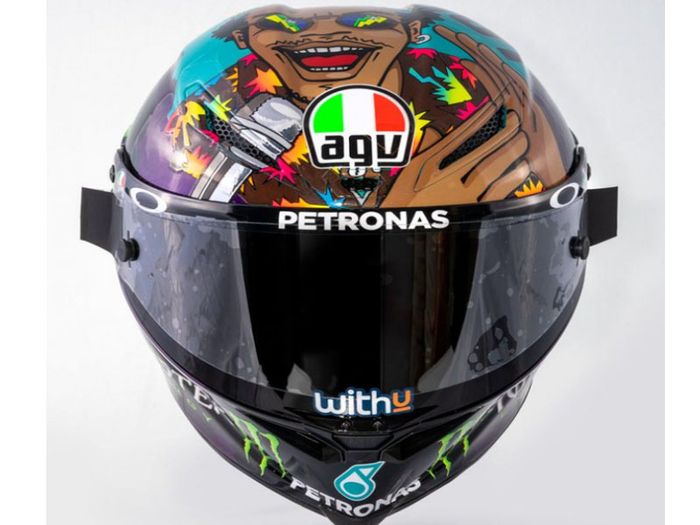 desain helm spesial Franco Morbidelli di MotoGP San Marino bertema 'Black Lives Matter'