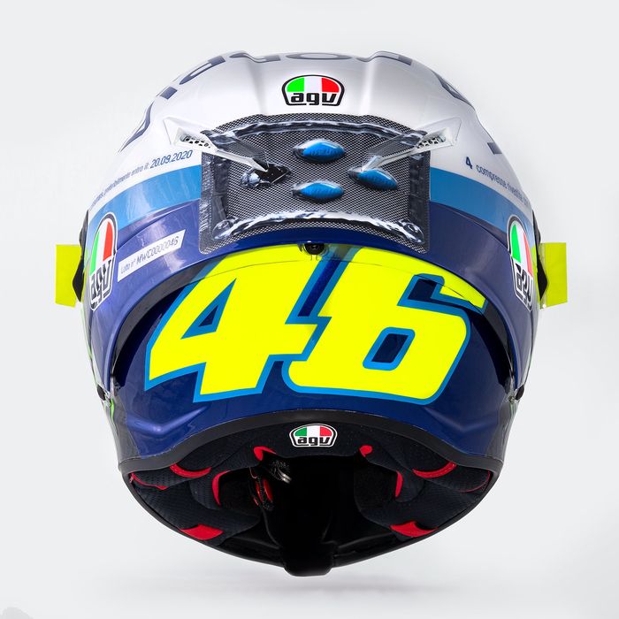 Desain helm Valentino Rossi di MotoGP San Marino 2020 bertema viagra