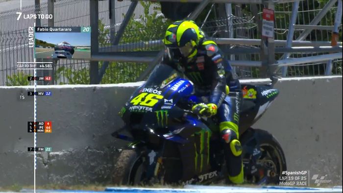 Valentino Rossi mengalami mesin M1 bermasalah di MotoGP Spanyol 2020