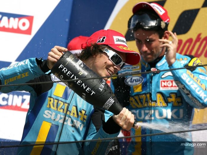 John Hopkins dan Chris Vermeulen meraih podium MotoGP Misano 2007.