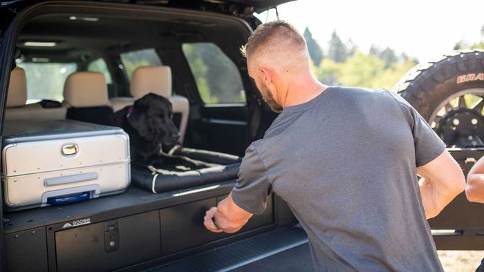 Kabin tak lagi tiga baris tapi sudah ada laci penyimpanan dan tempat tidur khusus anjing kesayangan