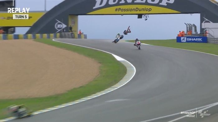 Luca Marini crash di FP2 Moto2 Prancis 2020
