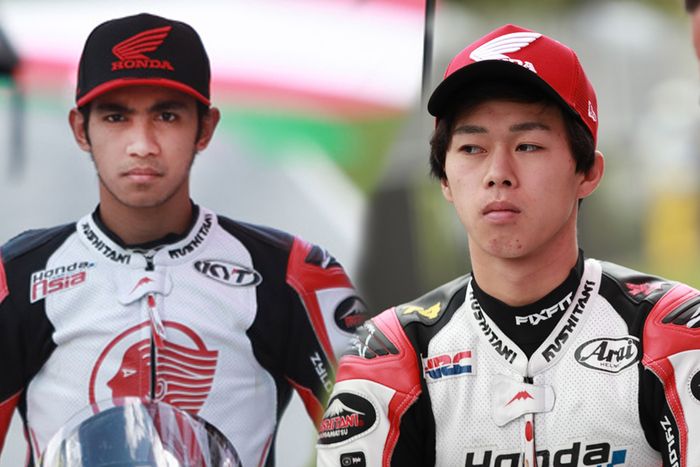 Andi Gilang (kiri) dikabarkan akan digantikan oleh Ai Ogura pada Moto2 musim depan. 