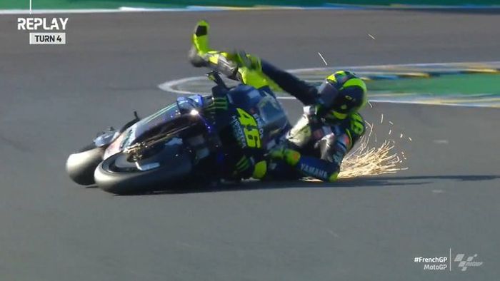 Valentino Rossi crash di FP3 MotoGP Prancis 2020