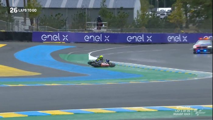 Valentino Rossi crash lap pertama MotoGP Prancis 2020