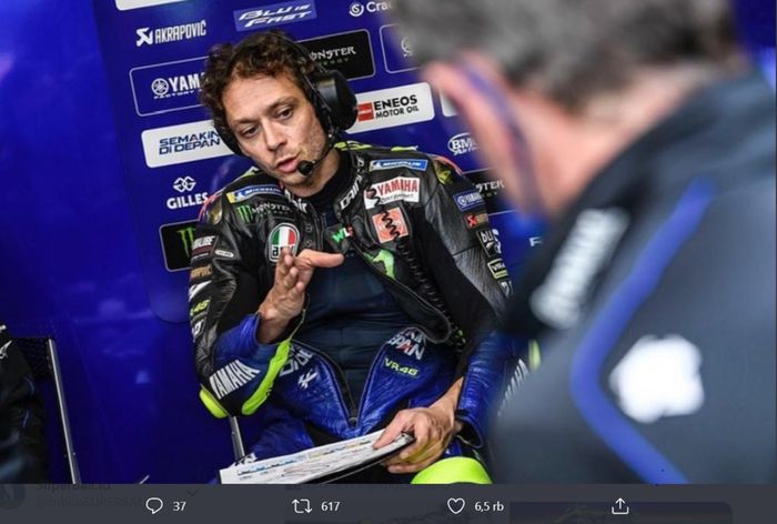 Valentino Rossi sangat kecewa setelah mengalami insiden aneh dalam balapan MotoGP Prancis 2020 di Sirkuit Bugatti, Le Mans, Minggu (11/10/2020).