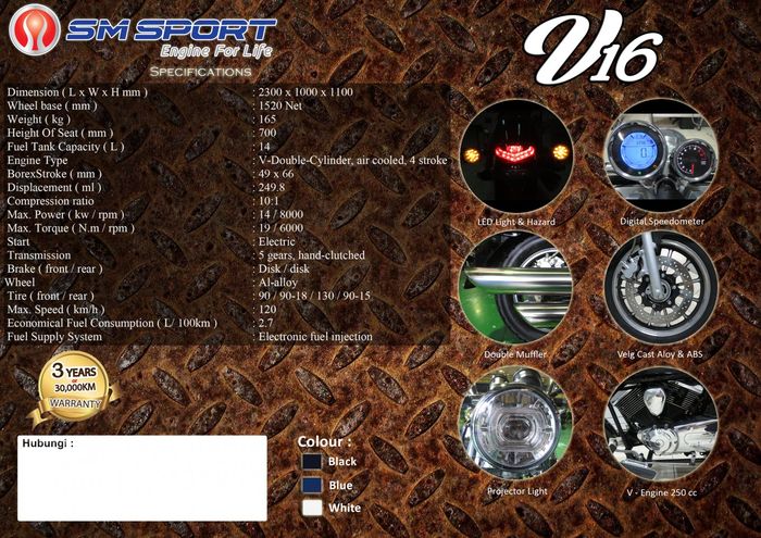 Data spesifikasi SM Sport V16