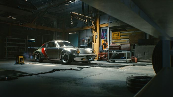 Porsche 911 Turbo tunggangan Johnny Silverhand di game Cyberpunk 2077.