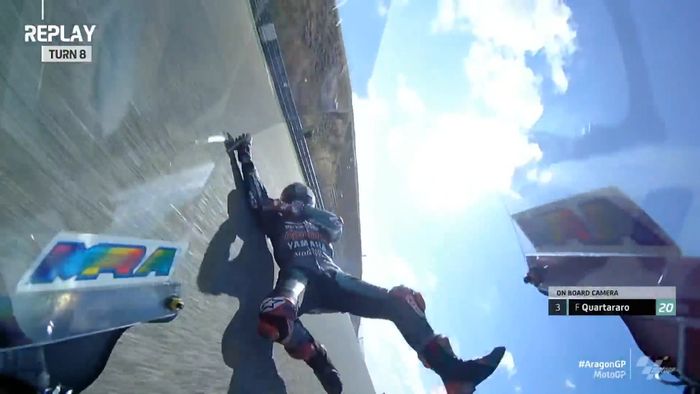 Fabio Quartararo mengalami crash di Tikungan 8 pada FP1 MotoGP Aragon 2020