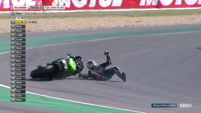 Jonathan Rea crash di Race 2 WSBK Estoril 2020