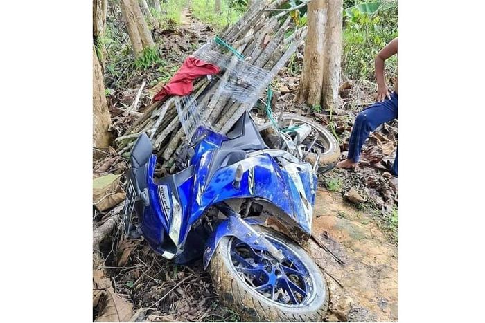 penampakan Yamaha R15 pekerja keras, bukan buat diajak ngebut tapi dipaksa angkut kayu di hutan Kalimantan