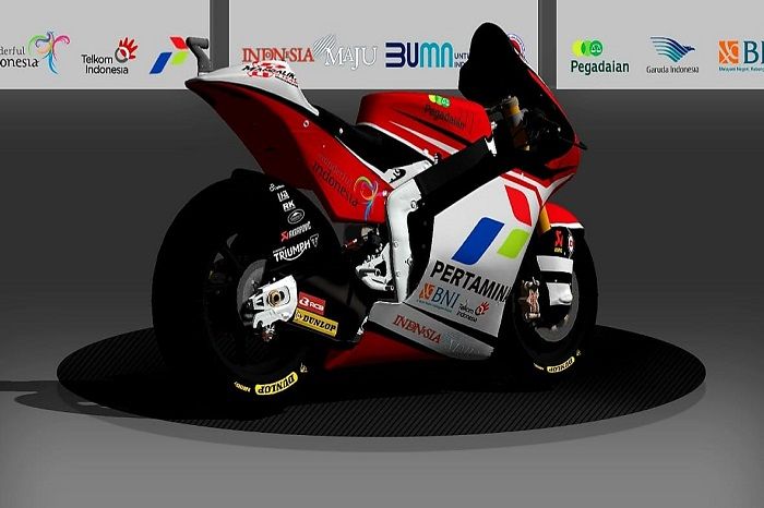 Livery motor tim Moto2 Indonesia (Mandalika Racing Team).