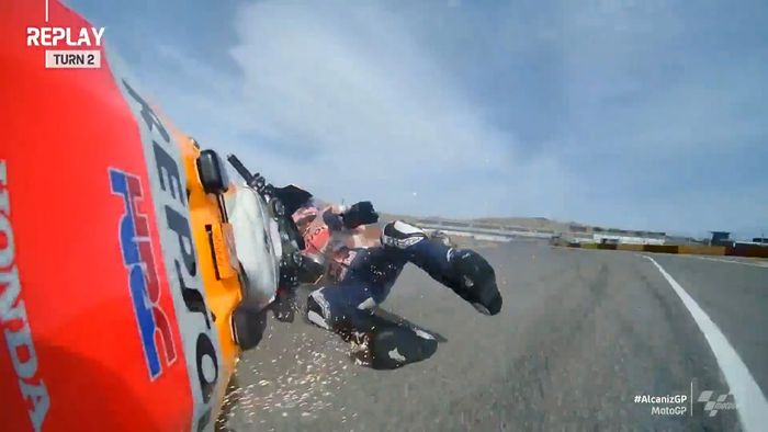 Alex Marquez crash pada balapan MotoGP Teruel 2020