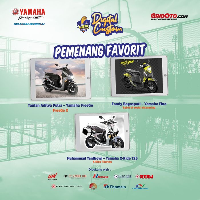 Ini dia 12 finalis dan juara favorit di Yamaha Digital Custom Generasi 125, Keren-keren sob!