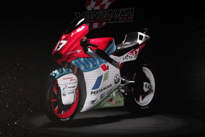 Tampak depan motor Moto2 yang akan digunakan Mandalika Racing Team Indonesia