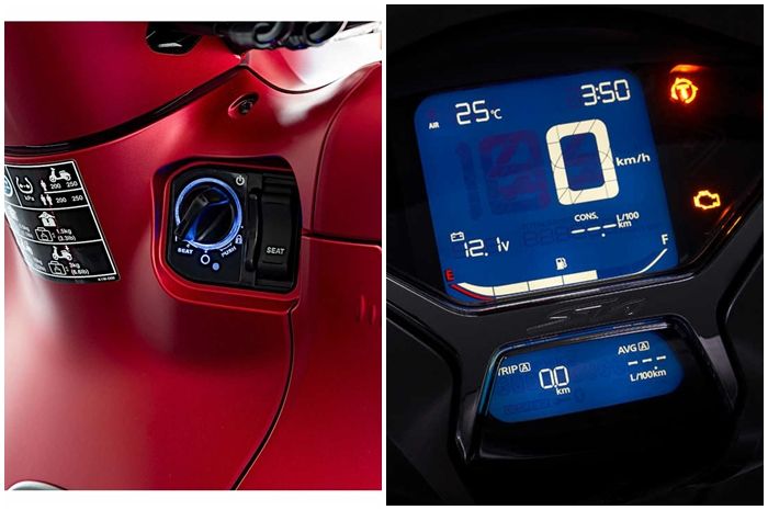 Honda SH350i ditanam panel indikator full digital dan keyless.