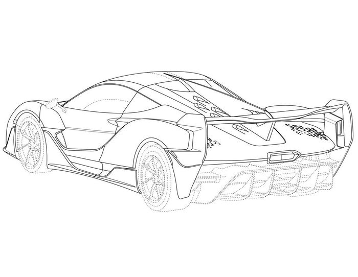 Tampilan samping dan belakang McLaren Sabre atau BC-03