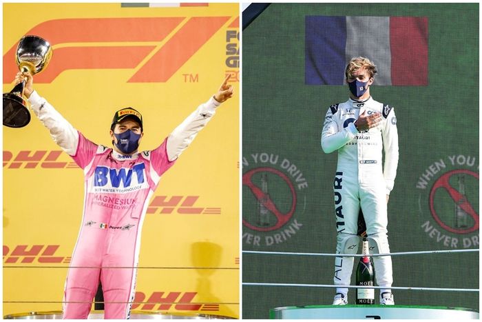 Sergio Perez (kanan) dan Pierre Gasly (kiri) memenangkan balapan di F1 2020