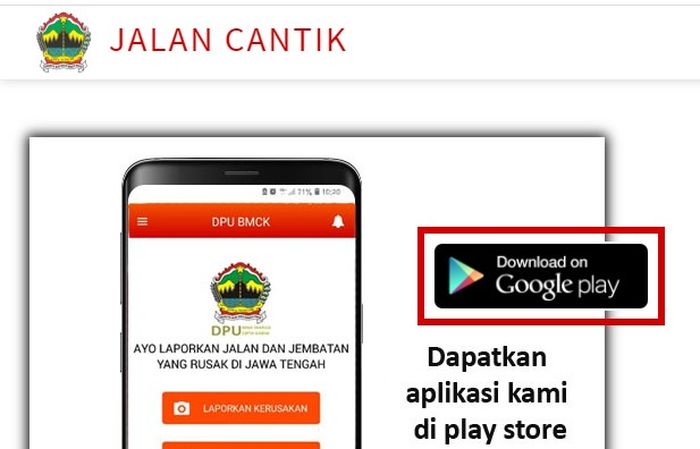 aplikasi Jalan Cantik di Jateng.