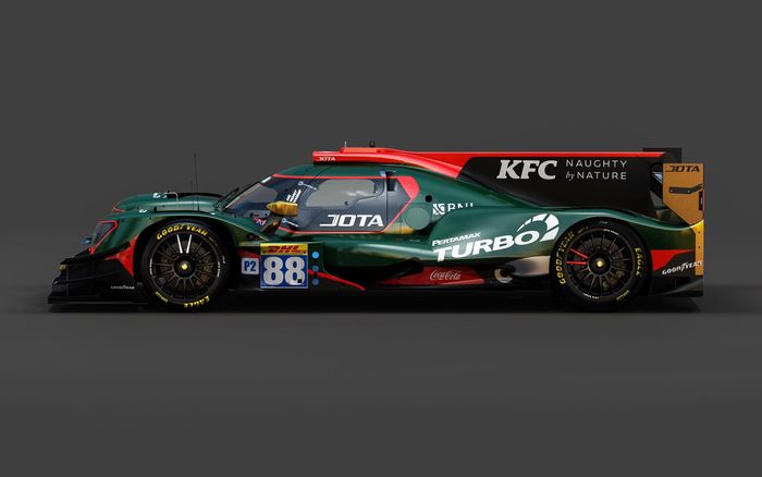 Tampak mobil LMP2 JOTA Sport yang akan dipakai Sean Gelael, Tom Blomqvist, dan Stoffel Vandoorne pada kejuaraan balap ketahanan FIA WEC 2021.