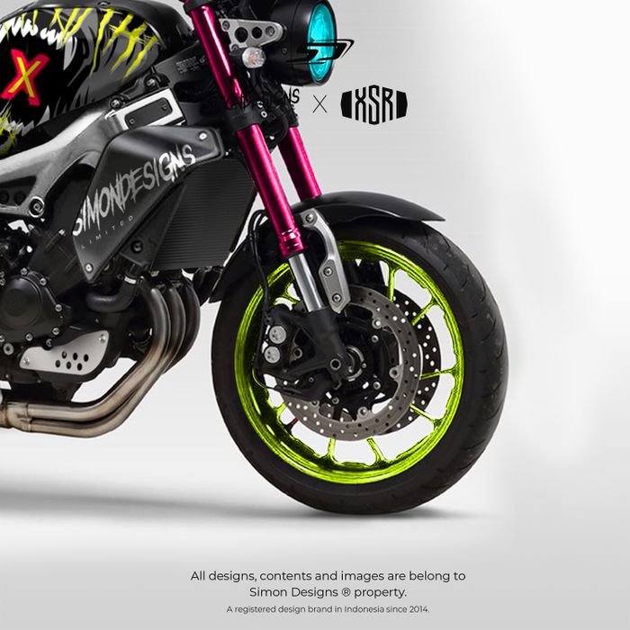 Upside down berkelir pink magenta bertemu dengan pelek warna kuning stabillo