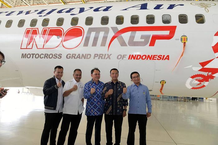 Peresmian pesawat Sriwijaya Air yang menggunakan grafis MXGP Indonesia.