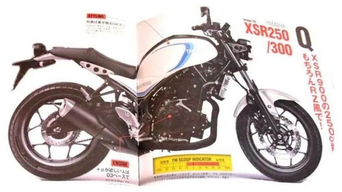 detail renderan Yamaha XSR250 dari Young Machine 