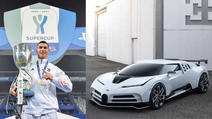 Cristiano Ronaldo ternyata punya Bugatti Centodieci di garasi rumahnya.