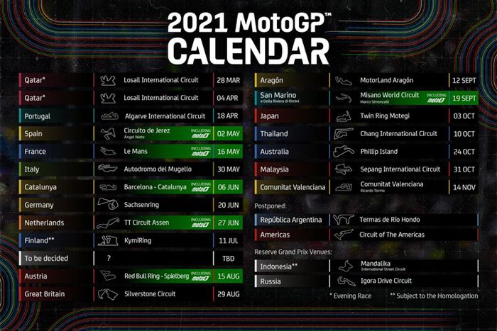 Update kalender MotoGP 2021, MotoGP Qatar ditunjuk gelar 2 ronde sekaligus