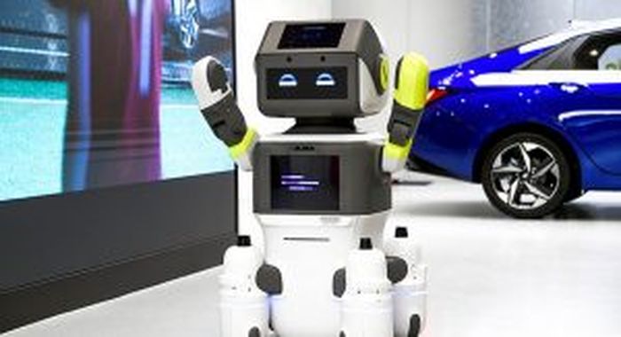 Robot DAL-e bisa berinteraksi dengan pelanggan Hyundai dan membantu karyawan lain