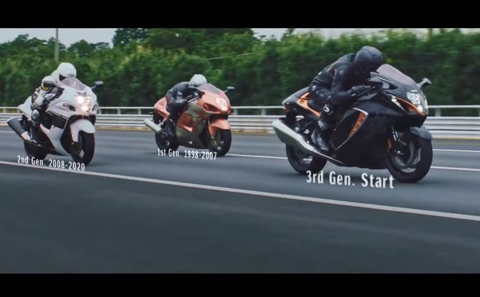 Perbandingan desain Suzuki Hayabusa 2021 dengan dua pendahulunya.