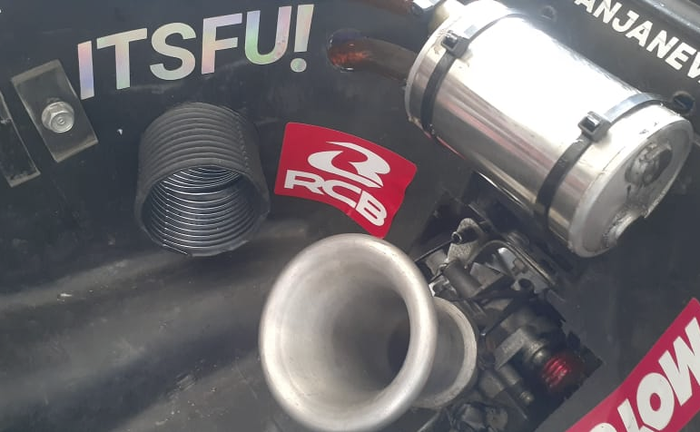 Mesin bore up spek 67, trhotle body GSX reamer 34 menonjol di bagasi motor