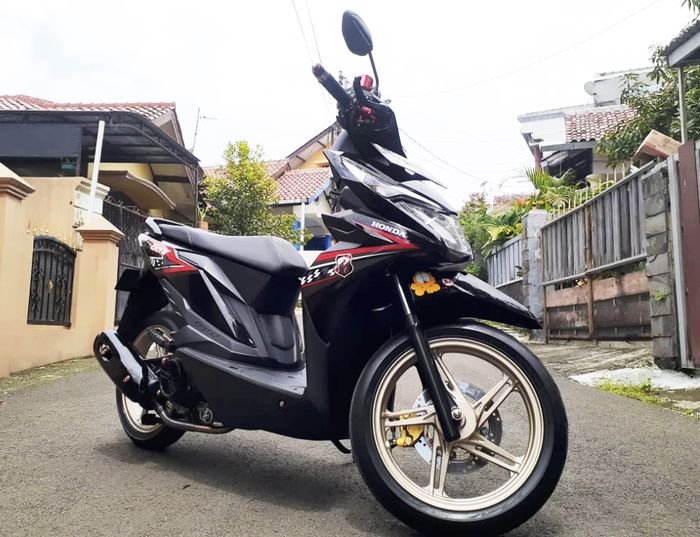 Honda BeAT modif simpel padukan pengereman dan kaki-kaki part racing